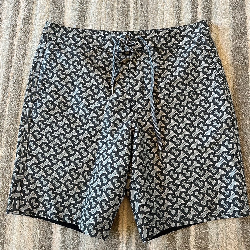 Burberry Men’s Breton Swim Trunks Mid Gray Size Large